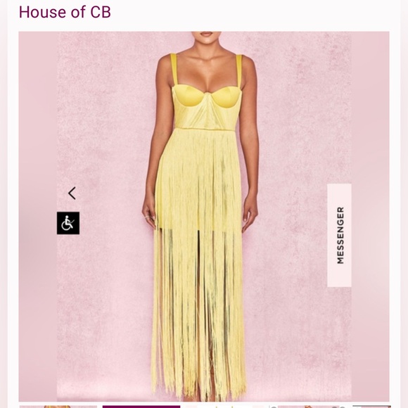 HOUSE OF CB 'Emee' Acid Yellow Satin Fringe Dress/Size M-US 6-8. Chartreuse - Picture 6 of 11